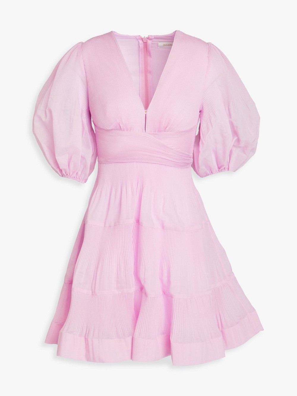ZIMMERMANN
Tiered plissé-organza mini dress  size 0
